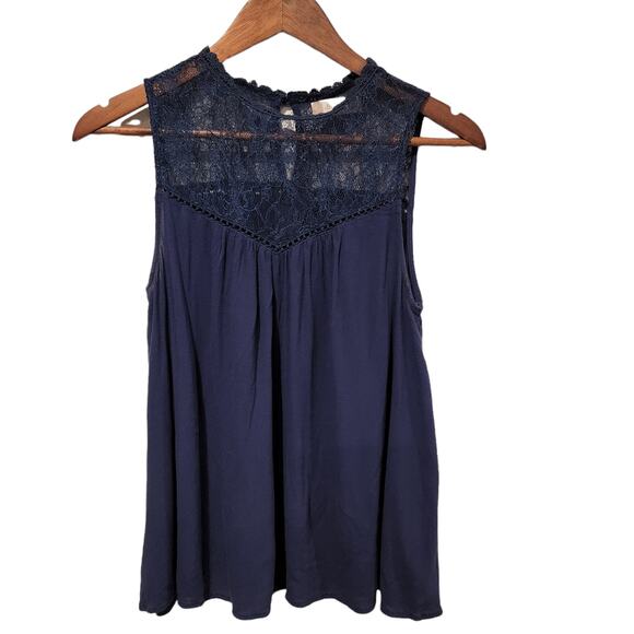 Altar'd State Tops - Altar'd State Womens Navy Blue Floral Lace Sleeveless Blouse Size Small